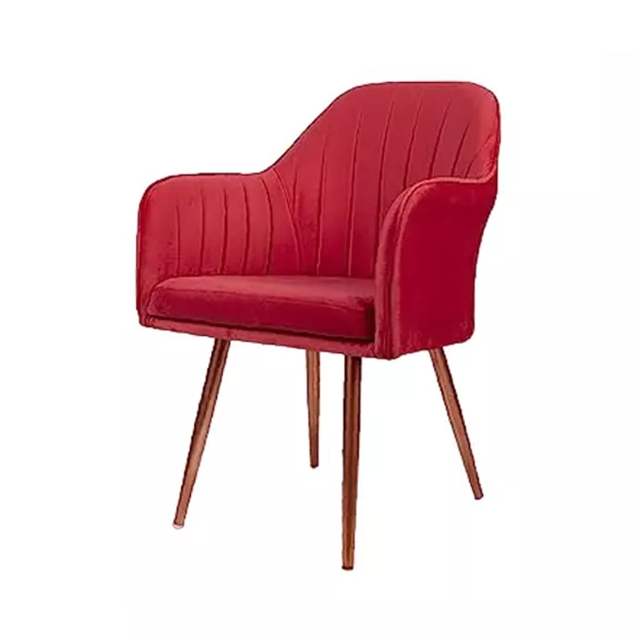 Vergo Plush Red Solid Back Accent Chair for Living Room