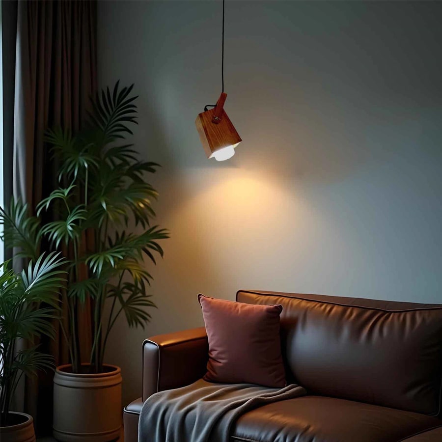 Focal Brown Solid Wood Single Hanging Light