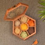 Hexa Brown Colour Sheesham Wood Spice Box