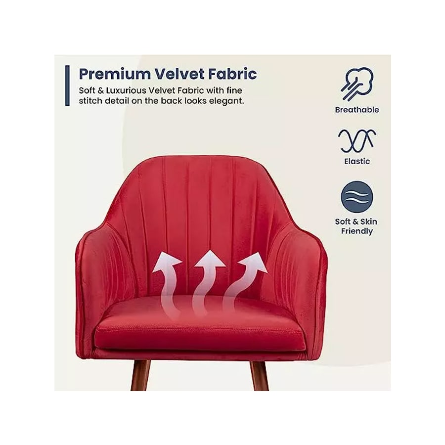 Vergo Plush Red Solid Back Accent Chair for Living Room