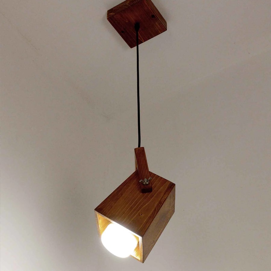 Focal Brown Solid Wood Single Hanging Light