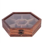 Hexa Brown Colour Sheesham Wood Spice Box