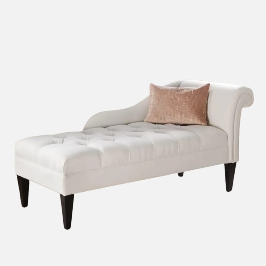 Luxe Velvet Chaise Lounger in White Colour
