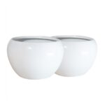 White Metal Indoor and Outdoor Desk Pot