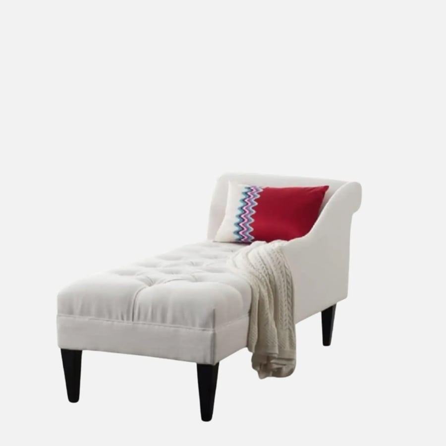Luxe Velvet Chaise Lounger in White Colour