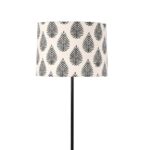 Modern Black metal Floor Lamp with Tropical Print Shade