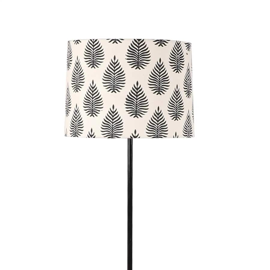 Modern Black metal Floor Lamp with Tropical Print Shade