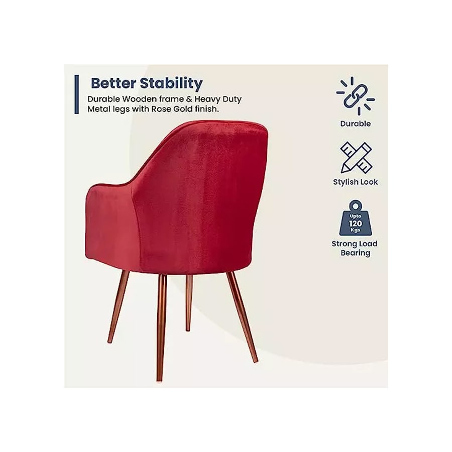 Vergo Plush Red Solid Back Accent Chair for Living Room