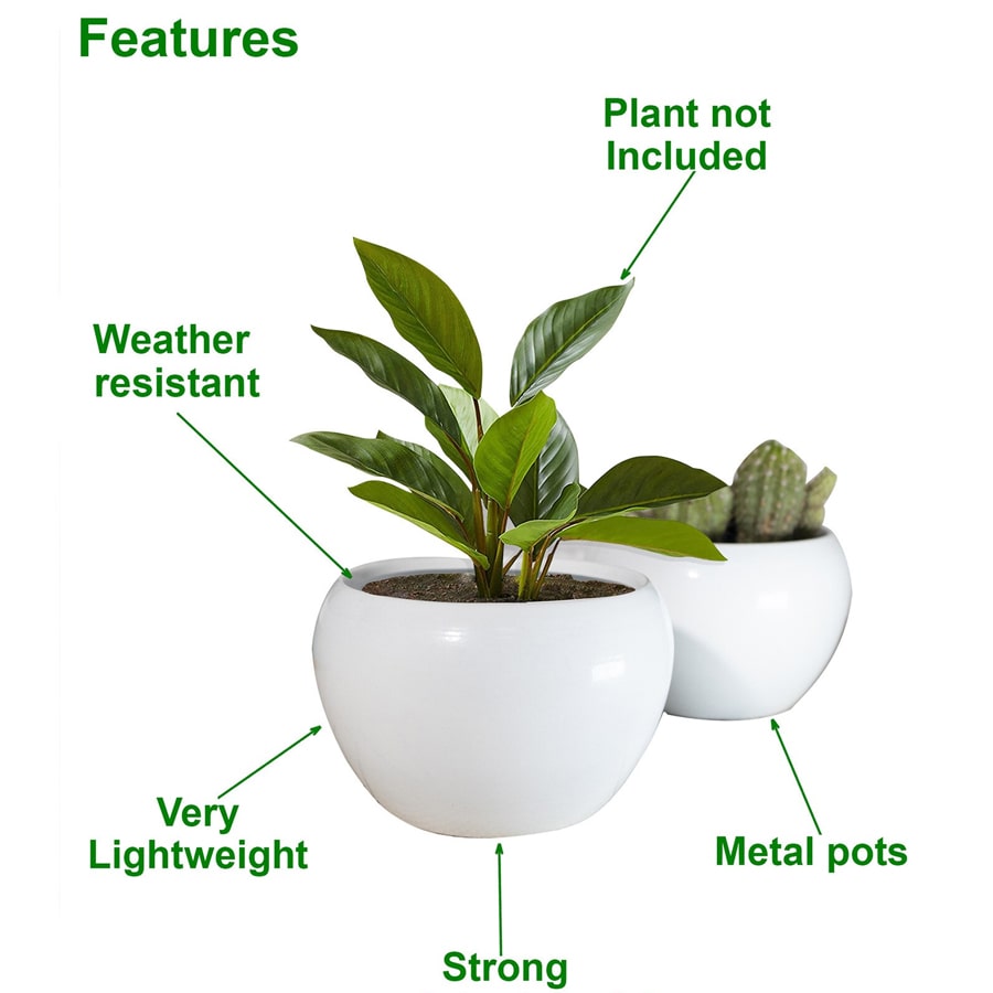 White Metal Indoor and Outdoor Desk Pot