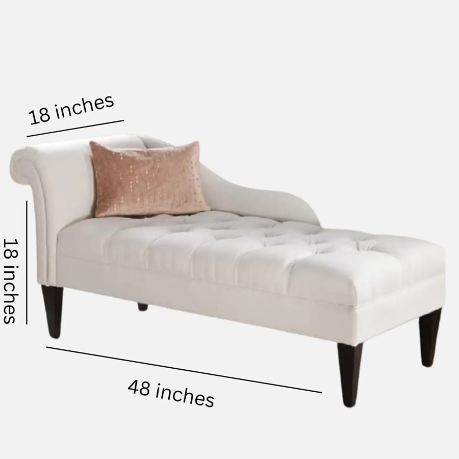 Luxe Velvet Chaise Lounger in White Colour