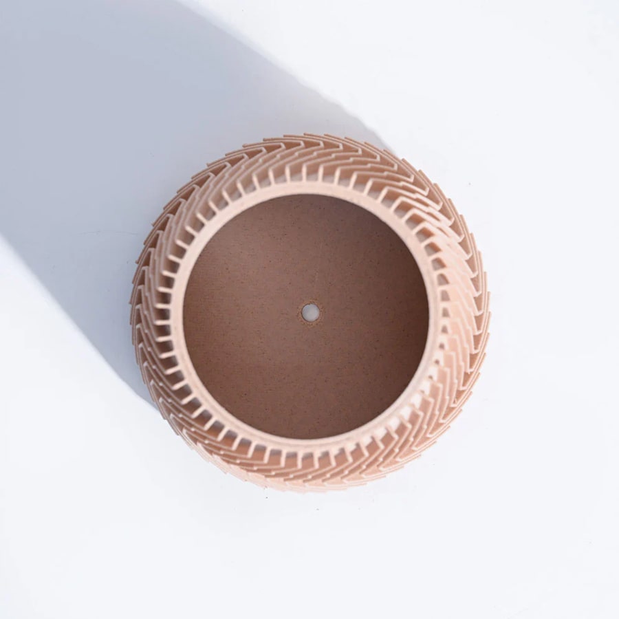 Ridged Waves Wooden Pot